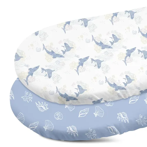 Miniatura 13 de Gllquen Baby Juego de Sábanas para Moisés de 2 Piezas, Sábana Ajustable para Moisés Transpirable Acogedora Ajuste Universal para Colchón Estándar
