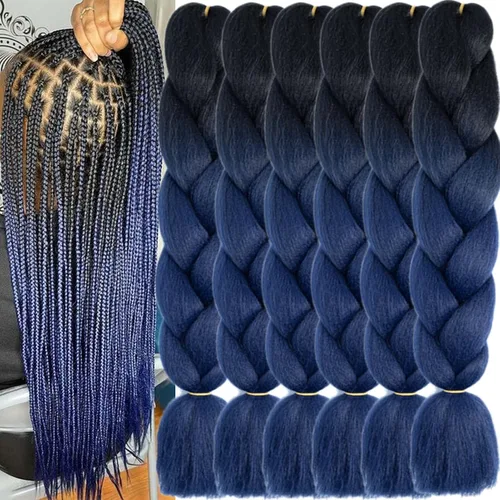 Miniatura 35 de Beige (613) Cabello trenzado 6 paquetes de extensiones de cabello sintético de 24 pulgadas, extensiones de cabello trenzado Jumbo Ombre trenzado