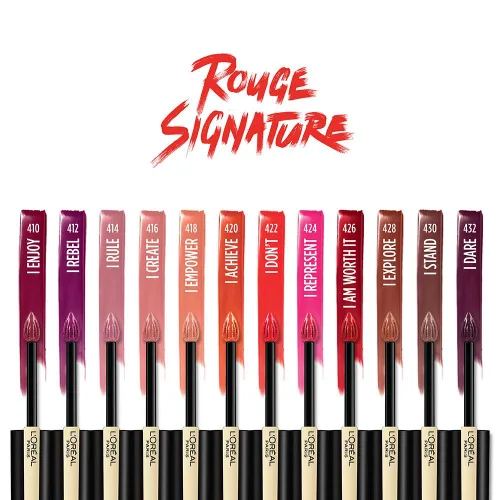 Miniatura 4 de L'Oréal Paris Makeup Rouge Signature - Pinta labios de larga duración acabado mate, ultraligero, ultracómodo, color de pigmento alto, aplicador
