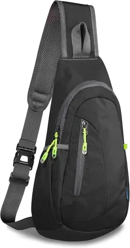 TITECOUGO Bolso bandolera pequeño, mochila cruzada ligera para hombres y mujeres, bolsa de hombro para deportes y exteriores Negro