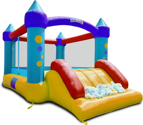 Miniatura 9 de WeeOneKids Casa de Rebote Inflable, Castillo Hinchable con Soplador de Aire y Tobogán, Castillo Familiar Inflable para Patio Trasero