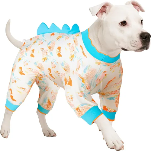 LovinPet Pijama para perros grandes, pijama para perros grandes, camisa antilamida, ligera, estampado de melocotón coral, camisa de protección UV,