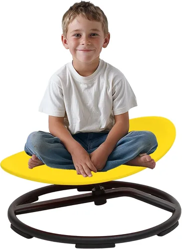 Miniatura 8 de Silla giratoria sensorial para niños autistas, silla giratoria sensorial, juguete para sentarse y girar para equilibrio y coordinación, asiento Azul