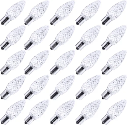 Brightown - Paquete con 25 Bombilla led C9 de repuesto para guirnalda de luces de Navidad Blanco fresco