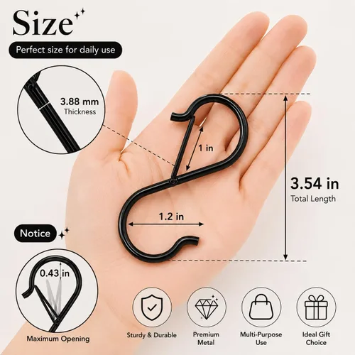 Miniatura 3 de Ganchos en S para colgar, resistentes con diseño de hebilla de seguridad, ganchos en forma de S para utensilios de cocina, sartenes, barra