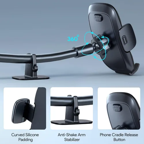 Miniatura 5 de FESIYOYE Soporte de teléfono para automóvil [brazo flexible de 6.2 pulgadas] Soporte de teléfono celular para salpicadero del parabrisas