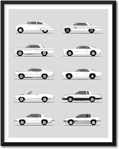 Miniatura 17 de Idea Network Póster hecho a mano compatible con Chevy impreso, arte de pared, decoración hecha a mano de lo mejor de las generaciones de Chevy
