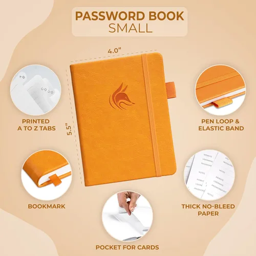 Miniatura 2 de Clever Fox - Libreta de contraseñas con pestañas alfabéticas, organizador de direcciones de Internet, tamaño pequeño de bolsillo, para inicios