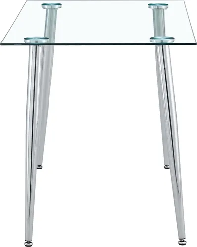 Miniatura 5 de Mesa de comedor de cristal transparente, 5.118 * 3.150 * 0.315 in pata CHORMED, color plata