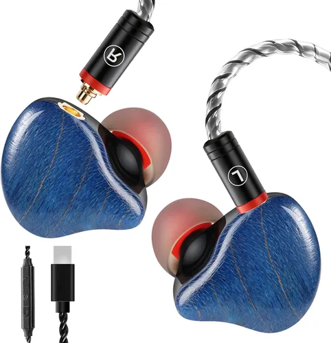 Miniatura 17 de Auriculares de Monitor In-Ear, Auriculares Estéreo HiFi IEM, Auriculares Dinámicos de Doble Driver Cableados con Cable Desmontable, Auriculares