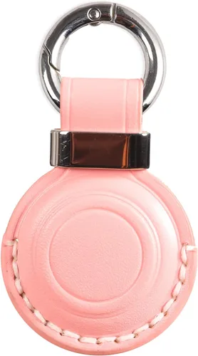 Llavero de Cuero Genuino Compatible con Airtag, Soporte Seguro para Llavero de Air Tag Funda de Cubierta Anillo de Llavero Accesorios - Rosa V2.0