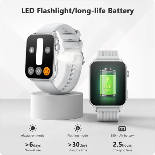 Miniatura 3 de Blackview Reloj inteligente para mujer, 1.91 pulgadas, pantalla táctil HD, con linterna, notificaciones Bluetooth, hacer llamadas, frecuencia