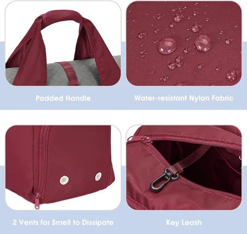 Miniatura 3 de Bolsa de gimnasio para mujer con compartimento para zapatos y bolsillo húmedo con soporte ajustable para esterilla de yoga