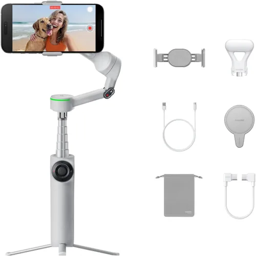 Miniatura 12 de Insta360 Flow 2 Pro AI Tracker Bundle gris – Primer cardán de teléfono AI en la industria con Apple DockKit, seguimiento pionero de 360º panorámica