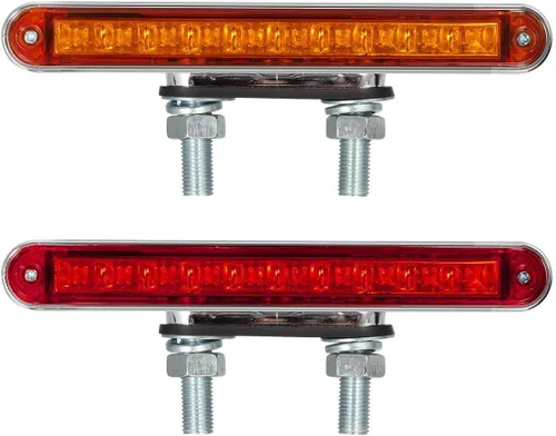 Miniatura 4 de Partsam 2 barras de luz LED rojas y ámbar de 6.5 pulgadas con doble cara para camión, semirremolque, 10 luces LED impermeables con doble tachuelas