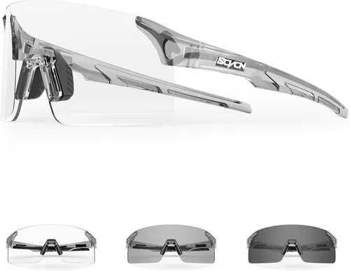 SCVCN Gafas de sol de ciclismo fotocromáticas sin marco para hombres y mujeres, ideales para béisbol, bicicleta, golf, correr 06 Gris Oscuro