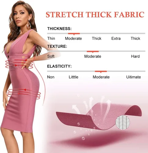 Miniatura 5 de BEAUKEY Vestido sexy con cuello en V HLBandage Bodycon hueco