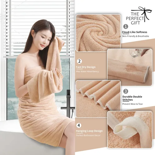 Miniatura 2 de Sábana de Baño Extra Grande de 4 Piezas (35"x70") - Sábana de Baño Ultra Suave de Tamaño Grande, Juego de Sábanas de Baño para Baño de Hotel, Sábana