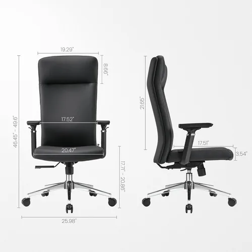 Miniatura 2 de EUREKA ERGONOMIC Eris - Silla de escritorio de cuero con respaldo alto, silla ejecutiva para computadora con reposabrazos ajustables 4D