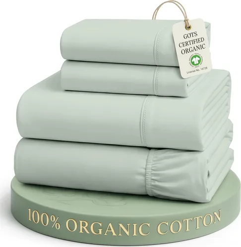 Miniatura 30 de Lane Linen Sábanas de cama tamaño Queen, juego de sábanas 100 % algodón orgánico, sábanas refrescantes suaves tamaño Queen, juego de sábanas Queen