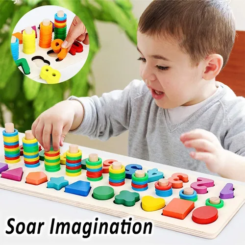 Miniatura 6 de CozyBomB Montessori - Juguetes educativos de madera para niños pequeños, rompecabezas de números, clasificador, apilador, apilador, juego de Arcoír