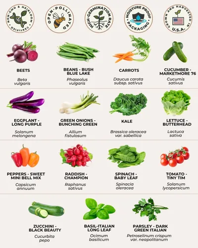 Miniatura 4 de Tactiko Survival Kit de 15 variedades de semillas de vegetales para pequeños jardines urbanos, balcones y patios, sin OMG, reliquia, semillas enanas