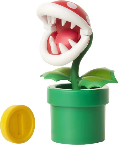 Miniatura 3 de World of Nintendo Super Mario Piranha Plant Figura articulada de 4 pulgadas con moneda
