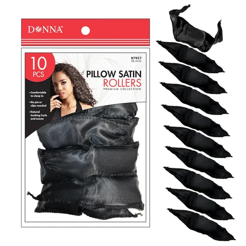 Miniatura 10 de DONNA Silky Sastin Foam Roller 7/8 "(D) MEDIANO 10PCS Rizadores de pelo con clips para peluquería y peinado sin calor - NEGRO 7/8"(D) Medium