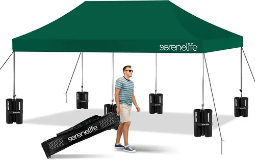Miniatura 12 de SereneLife - Tienda de campaña desplegable de 10 x 20 pulgadas, toldo plegable, con parte superior de tienda impermeable, bolsa de transporte Blanco