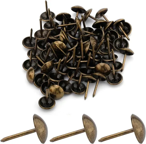 Miniatura 29 de MroMax 120 tachuelas de clavos para tapicería de 0.47 pulgadas de diámetro, hierro de estilo vintage, de metal, redondos, de 0.67 pulgadas de altura