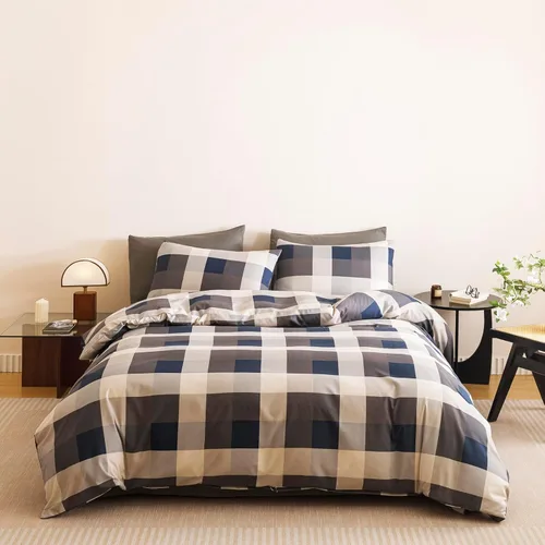 Miniatura 55 de CLOTHKNOW Juego de edredón a rayas tamaño King de 3 piezas, juego de edredón negro y blanco, edredón suave de estilo granja con 2 fundas de almohada