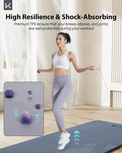 Miniatura 5 de KEEP Tapete de yoga, 32 pulgadas, extra ancho, para hombres y mujeres, 0.276 in de grosor, doble cara, antideslizante, ecológico, tapete de yoga