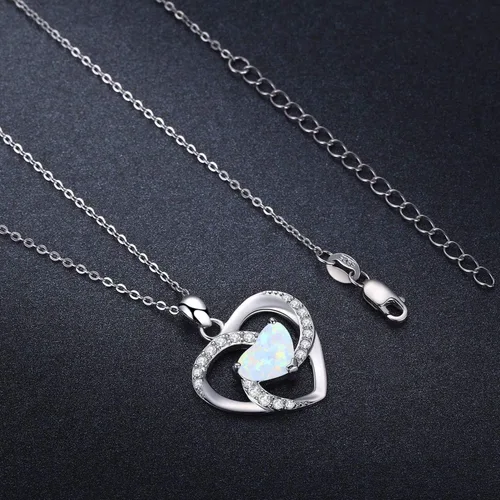 Miniatura 3 de Cuoka Collar con dije de corazón y estrella de luna y estrella con forma de corazón y ópalo con texto en inglés "I Love Y ou to The Moon and Back