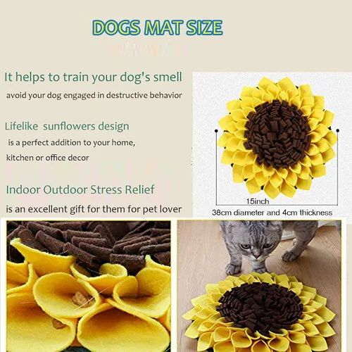 Miniatura 4 de Tapete de olfateo para perros, tapete de alimentación con flores que fomenta las habilidades naturales de forrajeo, juguetes para perros, golosinas