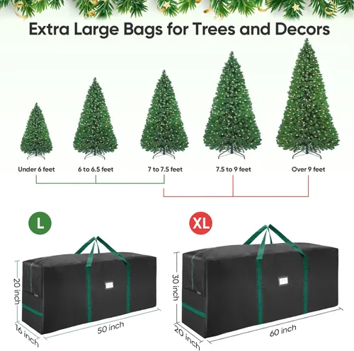 Miniatura 4 de BALEINE - Bolsa para guardar el árbol de Navidad de 7.5 pies, tela Oxford 900D de alta resistencia con asas reforzadas y cremalleras dobles de gran