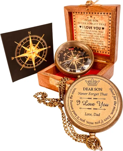 Miniatura 7 de Regalo para hijo de mamá y papá Brújula grabada de 5 cm - Regalos del padre al hijo, regalos de mamá al hijo para graduación 2025, bautizo