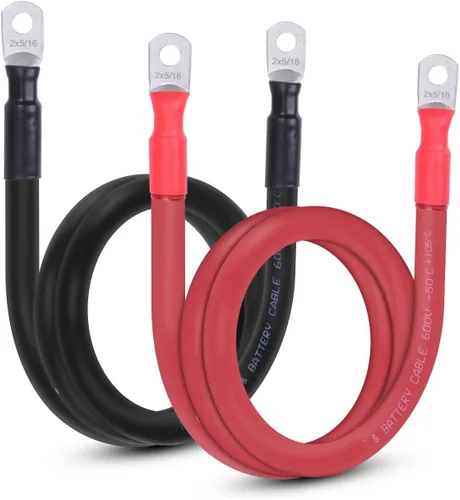 Miniatura 7 de Cable de batería flexible de 1/0 AWG con terminales de 3/8" - Alambre de cobre puro OFC para inversor y soldadura para automotriz, solar, RV