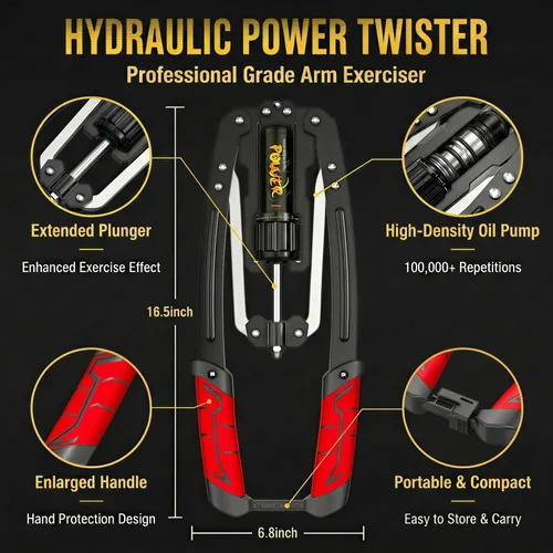 Miniatura 4 de Equipo de ejercicio de brazo para entrenamiento de pecho – Twister de potencia hidráulica 10 marchas ajustables 22-440lbs, acero grueso resistente