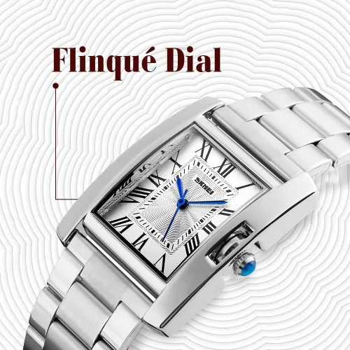 Miniatura 2 de Mujer reloj rectángulo vidrio oro rosa impermeable de acero inoxidable cuarzo analógico números romanos reloj
