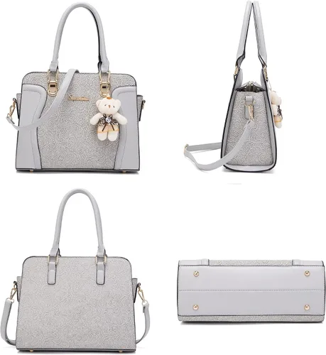 Miniatura 54 de Bolsos de mano de moda para mujer, bolsa de hombro, asa superior, bolsa de mano, juego de 4 piezas