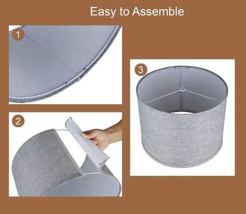 Miniatura 4 de Juego de 2 pantallas de lámpara de tambor de 13 x 13 x 10 pulgadas de alto, pantallas medianas para lámparas de mesa, lámparas de pie, lino natural