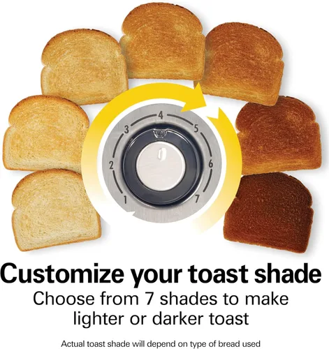 Miniatura 3 de Hamilton Beach Tostadora de ranura extra ancha para 2 rebanadas con ajustes para bagel y descongelación, selector de tostado con 7 niveles