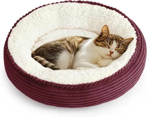 Miniatura 64 de Love's cabin Cama redonda acolchada para gatos y perros, cama para mascotas de 20 pulgadas para gatos o perros pequeños, parte inferior Violeta
