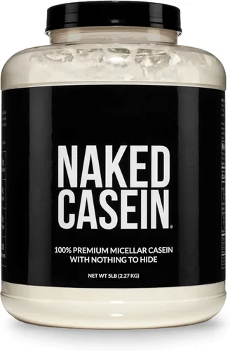 NAKED Caseína - Polvo de proteína de caseína micelar de 5 libras, a granel, cero carbohidratos, sin OMG, sin gluten, sin soja, sin conservantes,