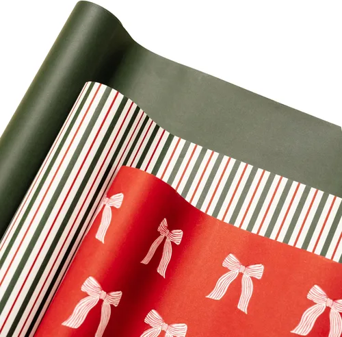 Miniatura 10 de Merry Market Rollos de Papel de Regalo de Navidad, Papel de Regalo Mate Premium, Rollo Grande de 30" x 168" pulgadas, Diseño de Rayas de Santa