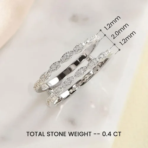 Miniatura 3 de Anillo de boda trenzado de circonita cúbica para mujer, anillo de compromiso apilable de plata de ley 925 blanca, talla 4-12