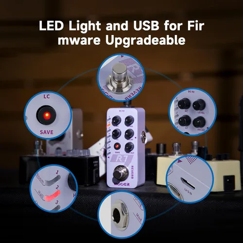 Miniatura 6 de MOOER Pedal de guitarra D7 Delay con 6 cintas de retardo diferentes y grabación Looper de 150s, función ajustable múltiple, tempo de toque Surpport