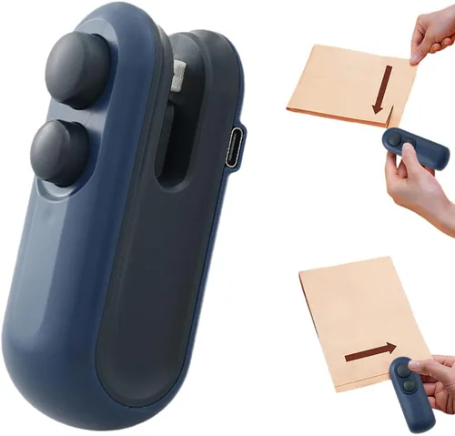 Mini Sellador y Cortador de Bolsas Mini Sellador de Bolsas, 2026 Sellador de Bolsas Recargable TYPE-C Portátil para Sellado y Corte, Sellador Azul