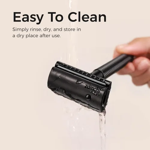 Miniatura 8 de Maquinilla de afeitar de seguridad de doble borde con mango de textura,Maquinilla de afeitar de metal para hombres y mujeres,Se adapta a todas