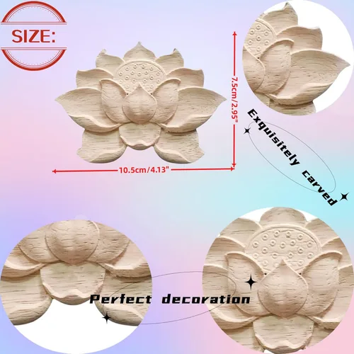 Miniatura 2 de 2 calcomanías de talla de madera sin pintar, apliques de madera tallada para muebles de bricolaje, apliques para pared, cama, puerta, armario, 7